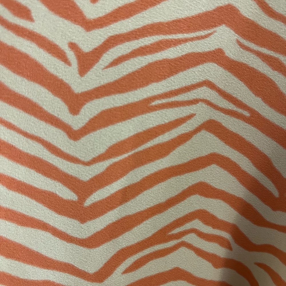 Alfani Orange and White Button Down Blouse with Notched Collar - Picture 4 of 11